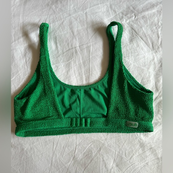 Lole green crinkle ribbed Y2K swim top stretchy size medium - Picture 5 of 9